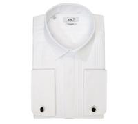 Xact Chemise de Smoking Formelle pour Hommes avec Poignets Doubles - Boutons de Manchette Inclus (White - Standard Collar - Pleated Fly Front) 41