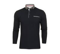 Xact Polo Manches Longues Hommes, 100% Coton Piqué, Col Boutonné Contrastant