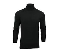 Xact Pull à Col Roulé Homme, 100% Coton Naturel Respirant, Pull Maille Fine Tricot Slim Fit Manches Longues, Pull Chaud Décontracté ou Élégant pour Automne Hiver (Black) XXXL
