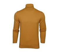 Xact Pull à Col Roulé Homme, 100% Coton Naturel Respirant, Pull Maille Fine Tricot Slim Fit Manches Longues, Pull Chaud Décontracté ou Élégant pour Automne Hiver (Mustard) XXL