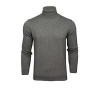 Xact Pull à Col Roulé Homme, 100% Coton Naturel Respirant, Pull Maille Fine Tricot Slim Fit Manches Longues, Pull Chaud Décontracté ou Élégant pour Automne Hiver (Dark Grey Marl) XXL