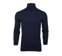 Xact Pull à Col Roulé Homme, 100% Coton Naturel Respirant, Pull Maille Fine Tricot Slim Fit Manches Longues, Pull Chaud Décontracté ou Élégant pour Automne Hiver (Navy) XXL