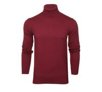 Xact Pull à Col Roulé Homme, 100% Coton Naturel Respirant, Pull Maille Fine Tricot Slim Fit Manches Longues, Pull Chaud Décontracté ou Élégant pour Automne Hiver (Burgundy) XXXL