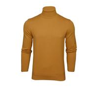 Xact Pull à Col Roulé Homme, 100% Coton Naturel Respirant, Pull Maille Fine Tricot Slim Fit Manches Longues, Pull Chaud Décontracté ou Élégant pour Automne Hiver (Mustard) XL