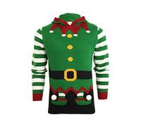 Xact Pull de Noël à Capuche sur Le Thème des Elfes Festifs pour Hommes (Elf - Green) S