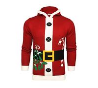 Xact Pull de Noël à Capuche sur Le Thème du Père Noël Festif pour Hommes (Santa - Red) M