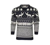 Xact Pull De Noël Hommes, Col Rond, Style Traditionnel Fair Isle Nordique