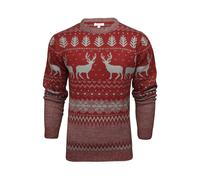 Xact Pull De Noël Hommes, Col Rond, Style Traditionnel Fair Isle Nordique