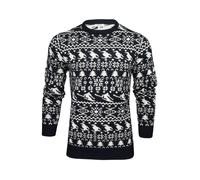 Xact Pull De Noël Hommes, Col Rond, Style Traditionnel Fair Isle Nordique