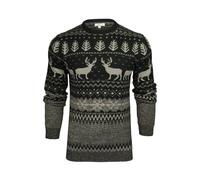 Xact Pull De Noël pour Homme À Col Rond dans Le Style Traditionnel Fair Isle Nordique (Black/Grey) XXXL