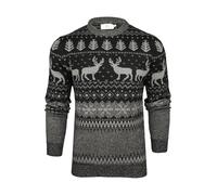 Xact Pull De Noël pour Homme À Col Rond dans Le Style Traditionnel Fair Isle Nordique (Black/Grey) XL