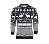Xact Pull De Noël pour Homme À Col Rond dans Le Style Traditionnel Fair Isle Nordique (Navy) S