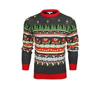Xact Pull De Noël pour Homme À Col Rond dans Le Style Traditionnel Fair Isle Nordique (Snowy - Navy/Red) L