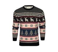 Xact Pull de Noël pour Homme avec Motif de Renne, Flocon de Neige et Cerf (Fairisle - Ink) L