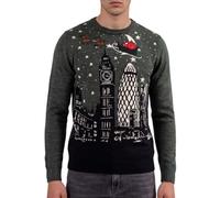 Xact Pull de Noël pour Homme, Horizon de Londres ou de New York, Col Rond