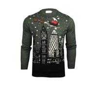 Xact Pull de Noël pour Homme, Horizon de Londres ou de New York, Col Rond