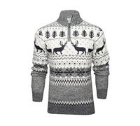 Xact Pull de Noël pour Hommes 1/4 Zip, Motif Traditionnel Nordique Fairisle