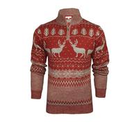 Xact Pull de Noël pour Hommes 1/4 Zip, Motif Traditionnel Nordique Fairisle