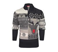 Xact Pull de Noël pour Hommes 1/4 Zip, Motif Traditionnel Nordique Fairisle
