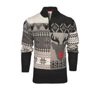 Xact Pull de Noël pour Hommes 1/4 Zip, Motif Traditionnel Nordique Fairisle