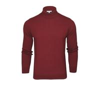 Xact Pull Homme Col Montant Slim Fit 100% Coton Premium - Maille Fine, Chic et Confortable, Style Élégant pour Automne Hiver - Pull Chaud Classique Décontracté et Habillé (Burgundy) L