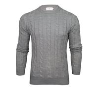 Xact Pull en Tricot torsadé à col Rond pour Homme (Mid Grey Marl) S