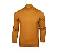 Xact Pull Homme Col Montant Slim Fit 100% Coton Premium - Maille Fine, Chic et Confortable, Style Élégant pour Automne Hiver - Pull Chaud Classique Décontracté et Habillé (Mustard) M