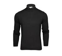 Xact Pull Homme Col Montant Slim Fit 100% Coton Premium - Maille Fine, Chic et Confortable, Style Élégant pour Automne Hiver - Pull Chaud Classique Décontracté et Habillé (Black) L