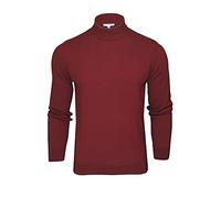 Xact Pull Homme Col Montant Slim Fit 100% Coton Premium - Maille Fine, Chic et Confortable, Style Élégant pour Automne Hiver - Pull Chaud Classique Décontracté et Habillé (Burgundy) L