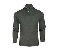Xact Pull Zippé 1/4 Homme en Coton Majoritaire, Col Montant Demi-Zip, Pull Léger et Confortable, Style Décontracté Chic, Idéal Automne Hiver (Dark Grey Marl) XXL