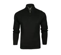 Xact Pull Zippé 1/4 Homme en Coton Majoritaire, Col Montant Demi-Zip, Pull Léger et Confortable, Style Décontracté Chic, Idéal Automne Hiver (Black) M