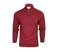 Xact Pull Zippé 1/4 Homme en Coton Majoritaire, Col Montant Demi-Zip, Pull Léger et Confortable, Style Décontracté Chic, Idéal Automne Hiver (Burgundy) XL