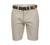 Xact Short Chino Homme Oxford en Coton avec Ceinture, Bermuda Habillé Été Décontracté, Coupe Regular, Fermeture Éclair, Poches (Oxford Stone) 38