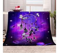 XADITON Plaid Couverture Polaire 3D Attrape-Rêve Étoilé Violet Imprimée Motif Couverture Lit 1 Personne Chaude 130X150Cm Plaid Epais Grande Taille en Flanelle pour Canapé Et Lit, Douce Et Fluffy