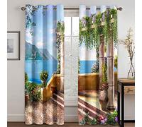 XADITON Rideau Salon Occultant Moderne - 3D Paysage de Jardin Fleuri Motif Rideau Occultant Thermiques Phonique Chambre pour Fille et Garcon 140X160cm(LxH), Décoration de Fenêtre pour Chambre