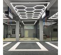 XAEIOW Lot de 14 lumières LED hexagonales en nid d'abeille avec cadre, LED super lumineuses blanc pur pour garage, atelier, atelier, cave, entrepôt, salon de beauté automobile, magasin de détailing