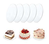 Xafrstyu 5 Pièces Assiettes à Gâteau en Acrylique, Plateau Gateau Disques Ronds, Cake Board Transparent Réutilisable, Réutilisables Plateau Decoratif pour Le Service De Gâteaux (15 cm)