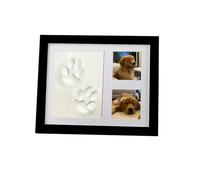Xafrstyu Kit Empreinte Pieds et Mains Bébé, Cadre Bois, Cadre Empreintes Bébé, Verre Acrylique, Support pour 2 Photos, Cadre Photo, Idée Cadeau pour Enfants, Jeunes Mamans et Papas (Noir)