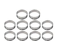 Xafrstyu Lot de 10 Anneaux de Tartes en Acier Inoxydable, Cercle à Gâteau, Cercles à Pâtisseries Rond, DIY Silicone Moule Tartelette, Moule Perforé La Décoration (Argent,10×10 cm)
