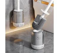 Xafyr® Brush Brosse WC en silicone - Brosse WC brevetée et support mural sans perçage, manche blanc et poils gris, antibactérien, séchage turbo, innovante et hygiénique