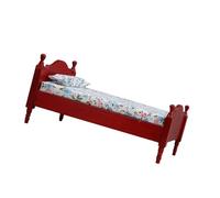 XAGMODSHN 1:12 Lit Miniature Cadre De Hêtre Sculpté À La Main Et Litière Tissu Vintage Lit Miniature Élégante pour Les Chambres Poupée