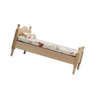 XAGMODSHN 1:12 Lit Miniature Cadre De Hêtre Sculpté À La Main Et Litière Tissu Vintage Lit Miniature Élégante pour Les Chambres Poupée