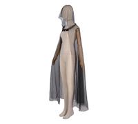 XAGMODSHN À Capuche En Maille Transparente Noire Costume De Cosplay D'halloween Des Renaissances Médiévales Sorcières