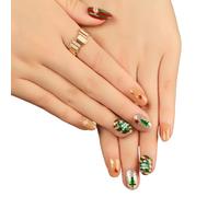 XAGMODSHN Art de Noël d'hiver à presser facile à appliquer pour ongles courts en amande motifs festifs pour la saison des fêtes