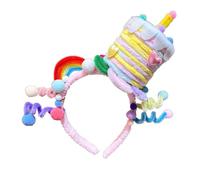 XAGMODSHN Bandeau coloré torsadé gâteau d'anniversaire avec étoiles de dessin animé Accessoire de cheveux en tissu doux pour fêtes