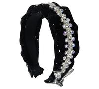 XAGMODSHN Bandeau élégant pour femme avec perles de cristal cloutées - Serre-tête pour soirée - Serre-tête tressé antidérapant pour fête