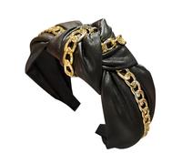 XAGMODSHN Bandeau large noué en cuir synthétique pour femme - Confortable et élégant - Pour un usage quotidien