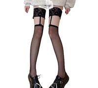 XAGMODSHN Bas porte-jarretelles en dentelle avec nœud pour femme, Comme décrit., Taille unique