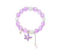 XAGMODSHN Bracelet élégant avec pendentif en forme d'étoile de mer et coquillage - Bijou minimaliste et confortable - Pour femme, BR25Y0113 2, Alliage, perle d'imitation, fleur éclatée