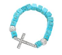XAGMODSHN Bracelets réglables en forme de croix turquoise extensibles en métal bijoux pour tous les jours Unisexe Bijoux en perles pour une utilisation polyvalente, taille unique, Comme décrit